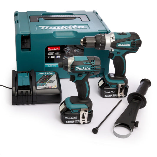 Pack Makita DLX2145TJ LXT 18V – Taladro Combinado y Atornillador de Impacto Inalámbricos con 2 Baterías de 5.0Ah