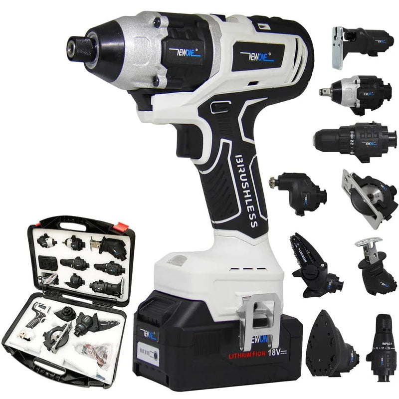 PowerMax Pro Kit 10 en 1 - Atornillador Taladro Lijadora Sierra Martillo Eléctrico Espátulas