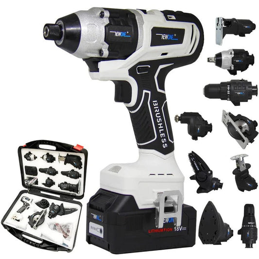 PowerMax Pro Kit 10 en 1 - Atornillador Taladro Lijadora Sierra Martillo Eléctrico Espátulas